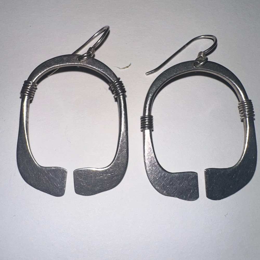 Vintage Sterling Silver Southwestern Style Abstract Dangle Earrings